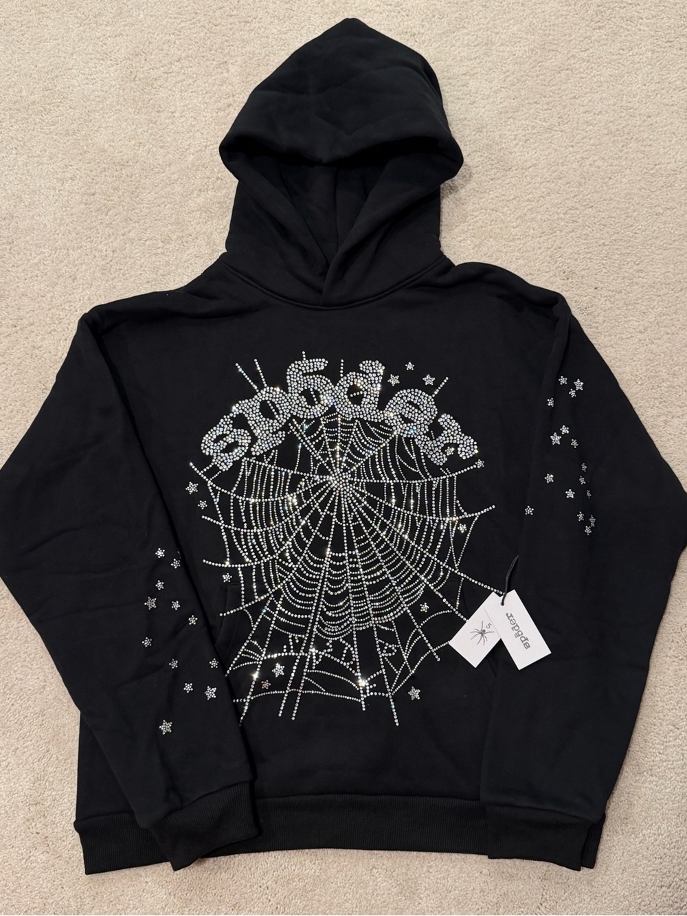 Black Crystal Spiderweb Hoodie Sweatshirt